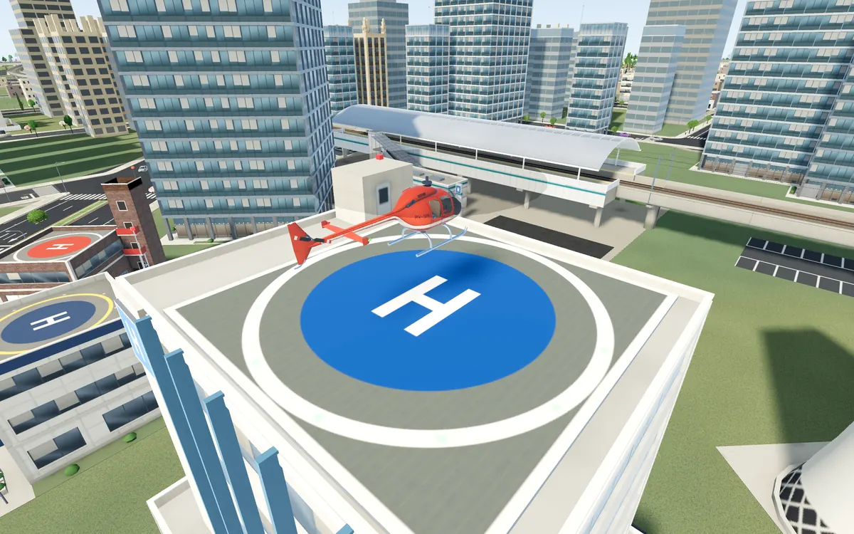 Landing on the hospital roof